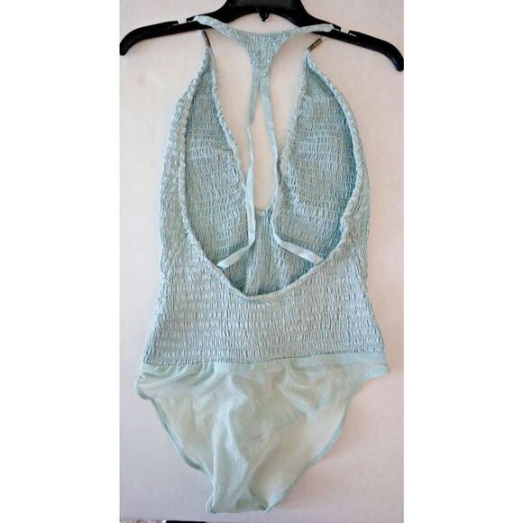 Free People OB1534839 Women's Sz S Turquoise Silk Racerback Bodysuit $68 - Picture 2 of 5